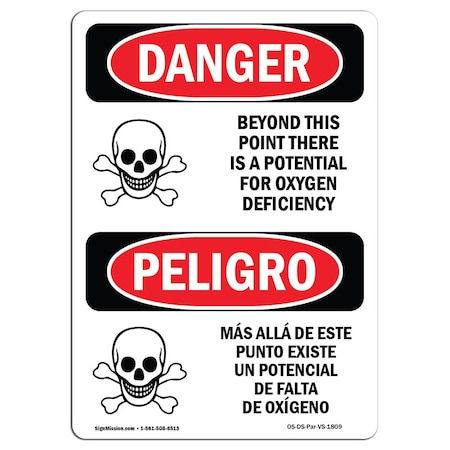 Signmission Safety Sign, OSHA Danger, 18" Height, Oxygen Deficiency Bilingual Spanish, D-1218-VS-1809 OS-DS-D-1218-VS-1809